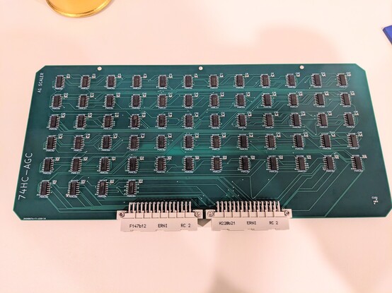 The completed A1 Scaler board for the 74HC-AGC, cleaned of all flux, sitting on a white ESD mat.