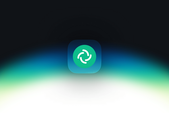 A blurred background with a halo of colors (white, green, bue, and black), and the Element X logo in the middle.