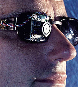 Jens Naumann, AKA Patient Alpha, with his Dobelle brain implant for vision.