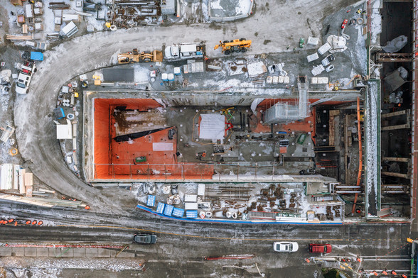 A view of the station entrance building excavation at the future Arbutus Station.
 
MoTI image