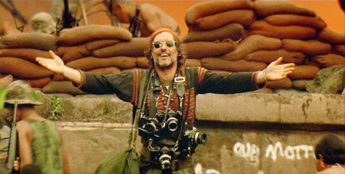 Scene from the movie Apocalypse Now, where the (brilliant and insane) photojournalist played by Dennis Hopper welcomes the assassination team led by Captain Willard (Martin Sheen) to the rogue USA jungle operations base headed by Colonel Kurz (Marlon Brando).