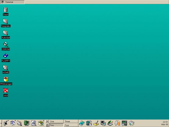 KDE 1.0 desktop.