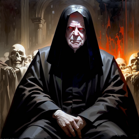 picture of Joe Biden as emperor Palpatine with skulls in the background