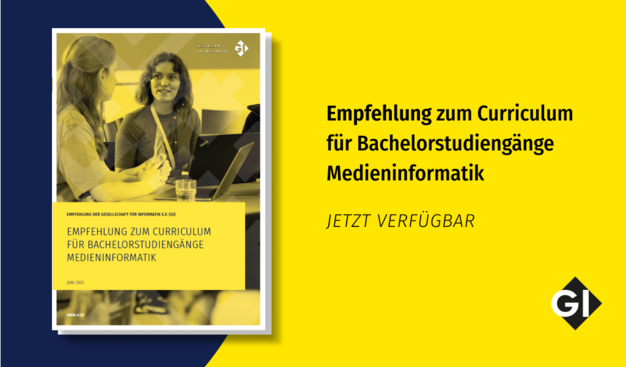 Cover der Publikation und: Empfehlungen zum Curriculum für Bachelorstudiengänge Medieninformatik – jetzt verfügbar