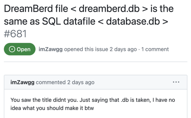 pls rename .db files because it clashes with .db files