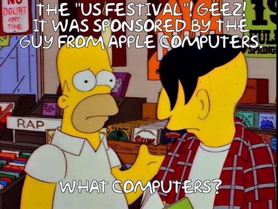 Homer Simpson in a record shop. Text:

THE 