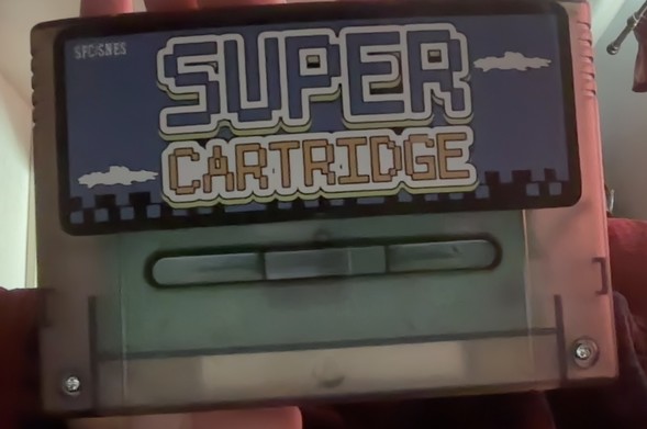 Translucent grey Super Famicom cartridge labelled 