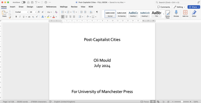 Screenshot of a word document with a title page reading 