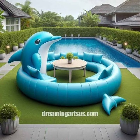 Outdoor sofa shaped like a dolphin