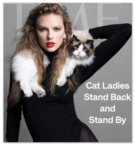 (Time Magazine cover with Taylor Swift and her cat)  Cat Ladies Stand Back and Stand By