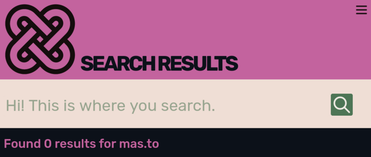 The Bad Space search showing 0 results for mas.to