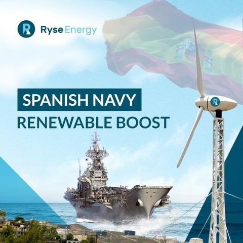Picture of a navy marine boat at sea, with a 20 kW windturbine in foreground onshore. 

The Spanish Navy is pioneering sustainability in its operations by  installing eight E-20 turbines.  Located in Ferrol, a crucial military base in La Coruña, the project addresses the Navy's commitment to reducing its carbon footprint while meeting stringent security standards.
Ryse Energy's turbines were chosen through a rigorous selection process, but integrating sustainability with stringent security requirements and the need for seamless integration with military operations presents unique challenges.
This project paves the way for a greener future for the Spanish Navy, highlighting the potential of renewable energy to power critical infrastructure
