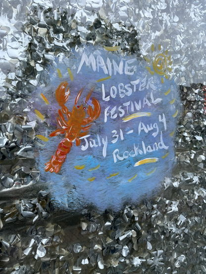 Window art advertising Lobster Festival in Rockland July 31 - Aug 4