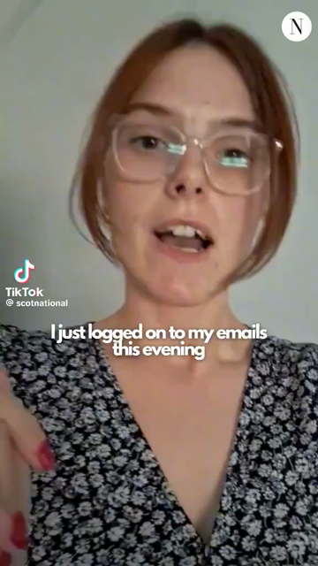 The video features a person wearing a black dress with a white floral pattern, standing against a plain background. The individual has short, reddish-brown hair and is wearing glasses. The video begins with the person stating, "I just logged on to my emails this evening," as indicated by the text overlay. The narrative continues with the person revealing, "and I discovered that David Lammy, the Foreign Secretary, described our journalism as dickbait in the House of Commons this afternoon." The …