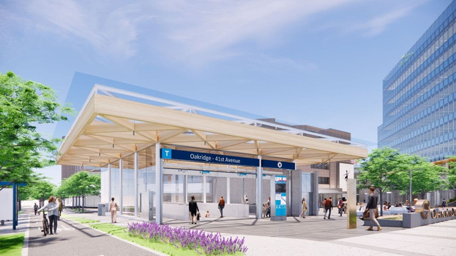 A rendering of the improved station at Oakridge 41st Ave 