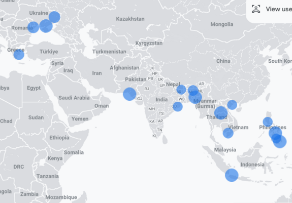 Screenshot of usage map of The vOICe for Android
