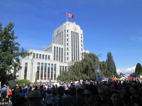 Vancouver City Hall on a day when there was a large gathering outside - my photo