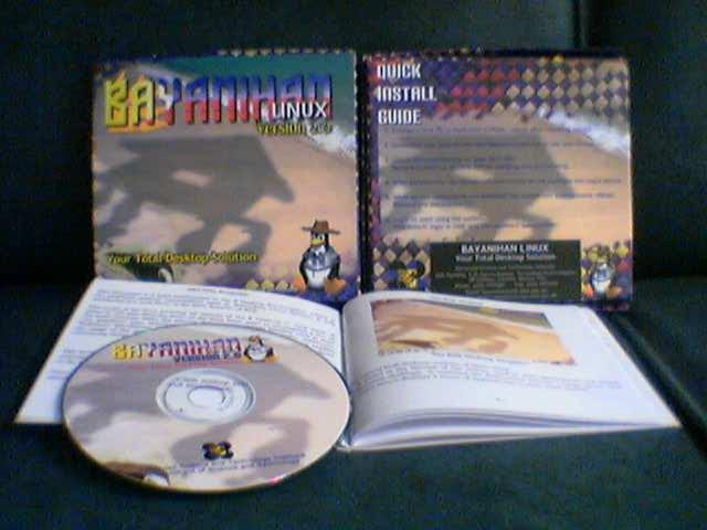 Bayanihan Linux 2.0 VIP CD Set. Photo from the Bayanihan Linux website, archived on the Wayback Machine. Bayanihan Linux 2.0 VIP CD Set. Photo from the Bayanihan Linux website, archived on the Wayback Machine.